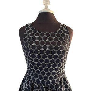 Moonlight Cocktail Dress Size M Mini Black Polka Dot Whimsigoth Fit & Flare